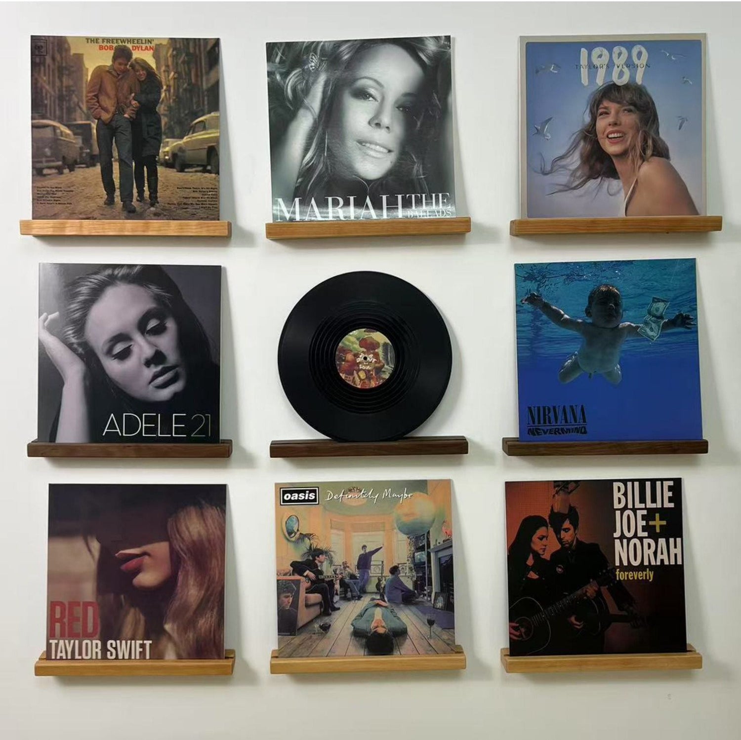 Groove Solid Walnut Wall-Mounted Vinyl Record Display Shelf