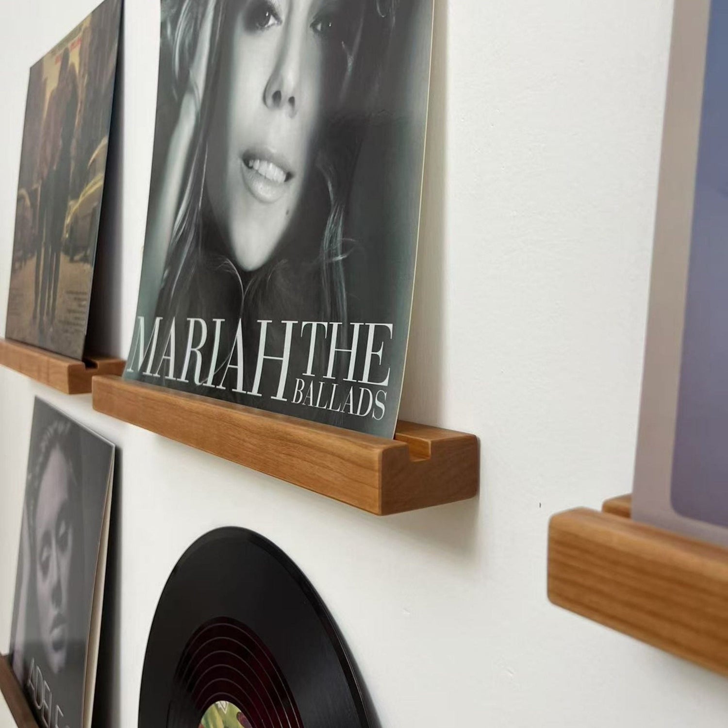 Groove Solid Walnut Wall-Mounted Vinyl Record Display Shelf