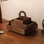 360° swivel makeup storage organizer in black walnut