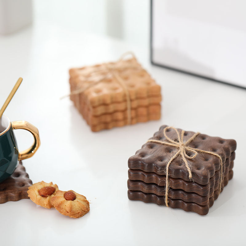 4 Pieces Crunchy Biscuit Coasters Set
