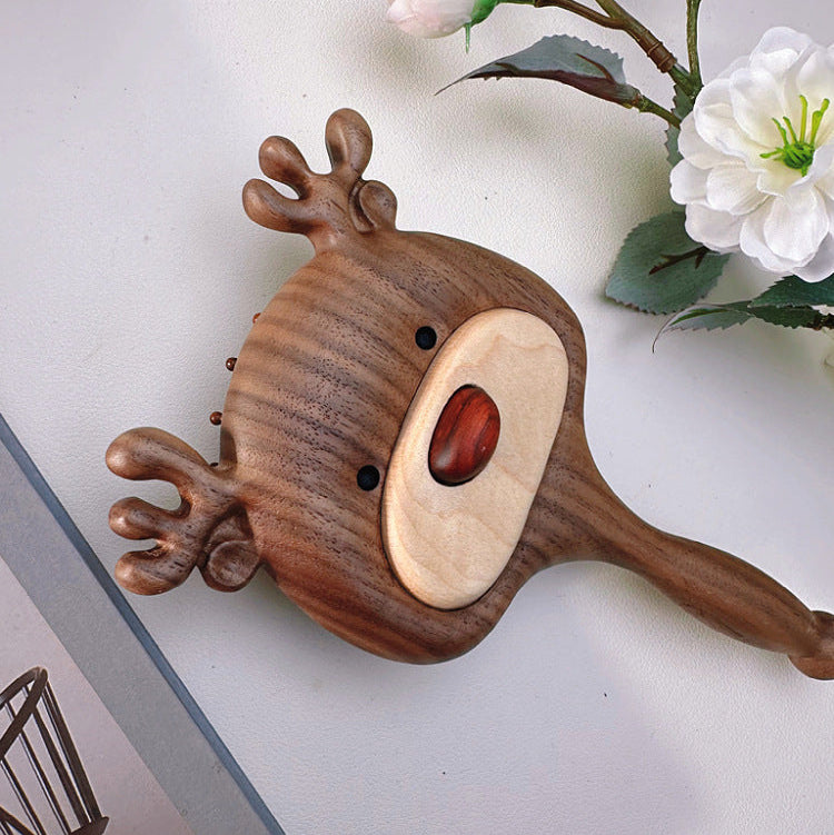 Air cushion hair brush with Black Walnut Elk design