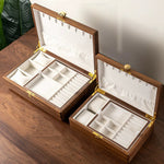 Aurelin wooden jewelry box with two-tier storage