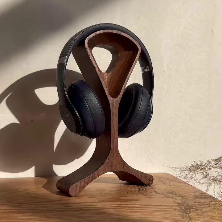 Aurelo natural wood desktop headphone stand