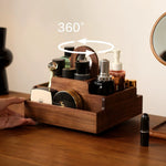 Beautra black walnut 360° rotating makeup organizer