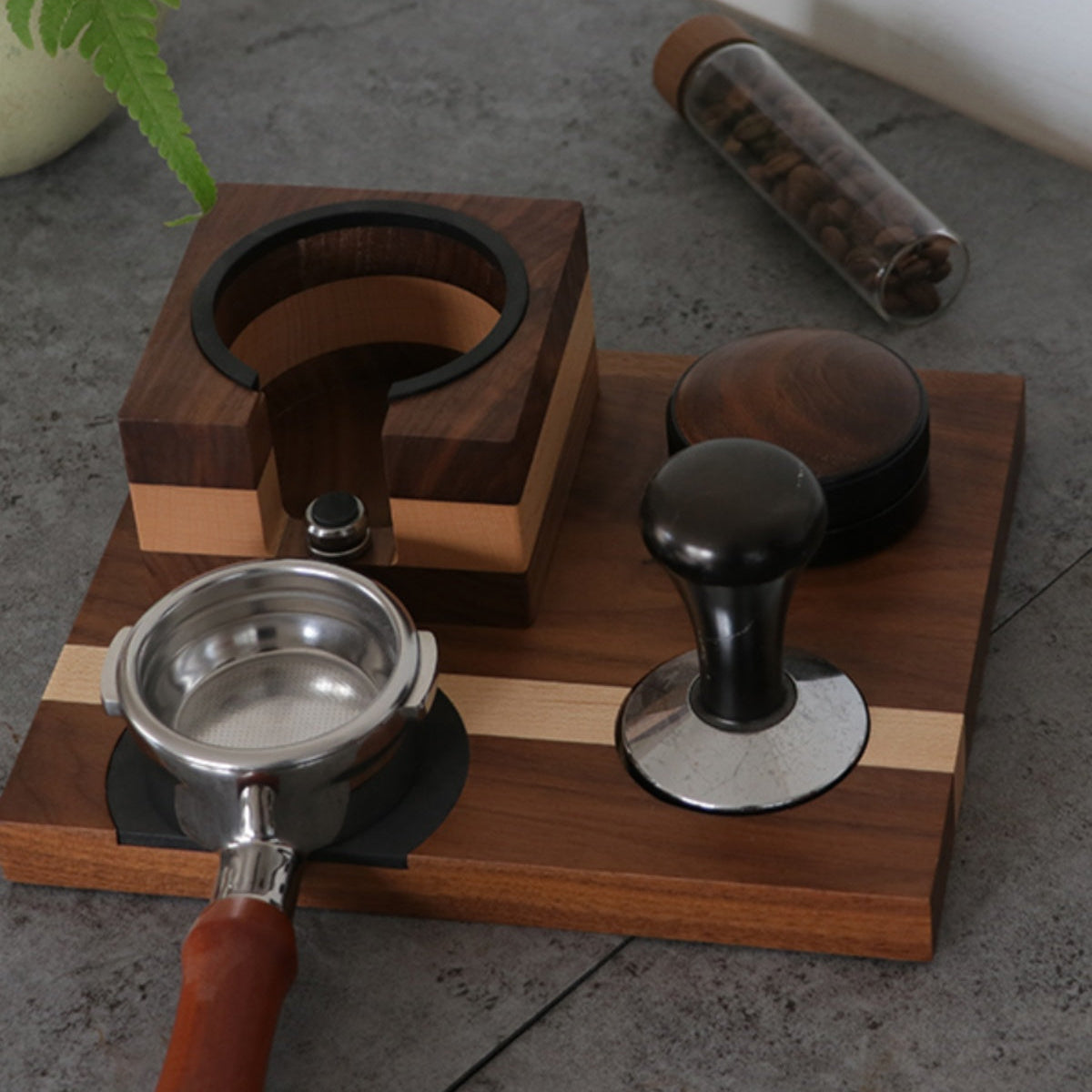 Black Walnut Coffee Tamper Stand