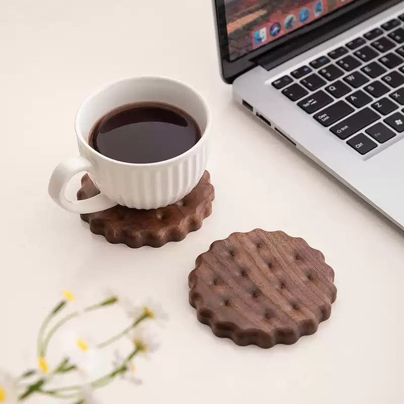 Black Walnut Cookie Coaster Set for Kitchen Decor