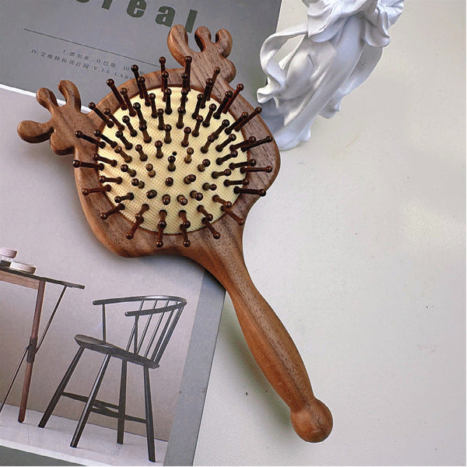 Black Walnut Elk Air Cushion Hair Brush for daily grooming