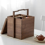 Black Walnut multi-layer box used for tea leaves and accessories