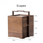 Black Walnut tea organizer displayed with teacups and utensils