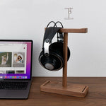 Black walnut wooden stand for headphones