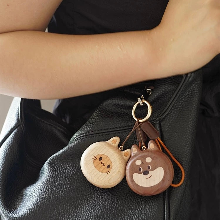 Cat & Dog Wooden Keychain