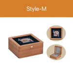 Cherry wood jewelry box with decorative art glass top by Merrin