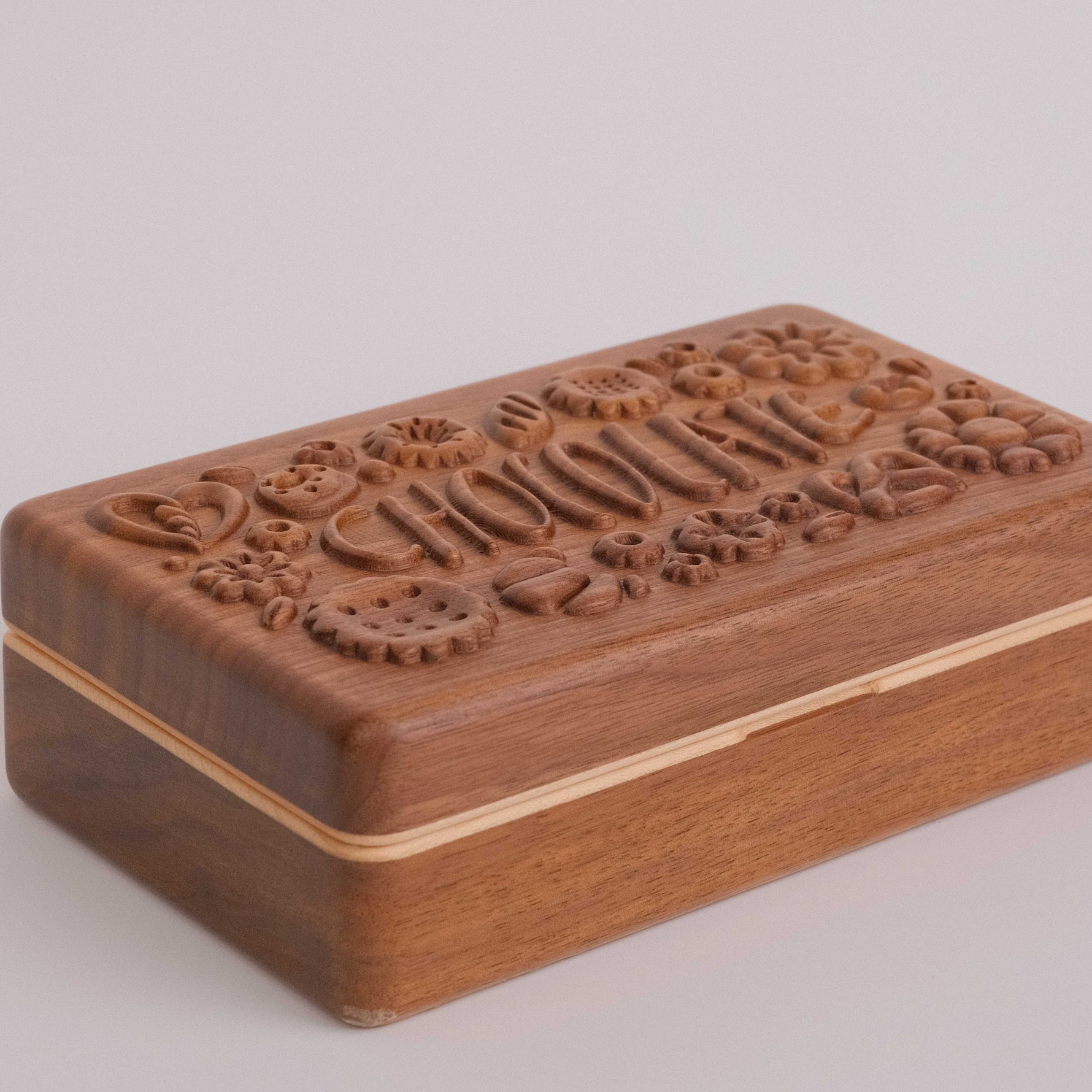 Choco Black Walnut Jewelry Box with necklace displayed