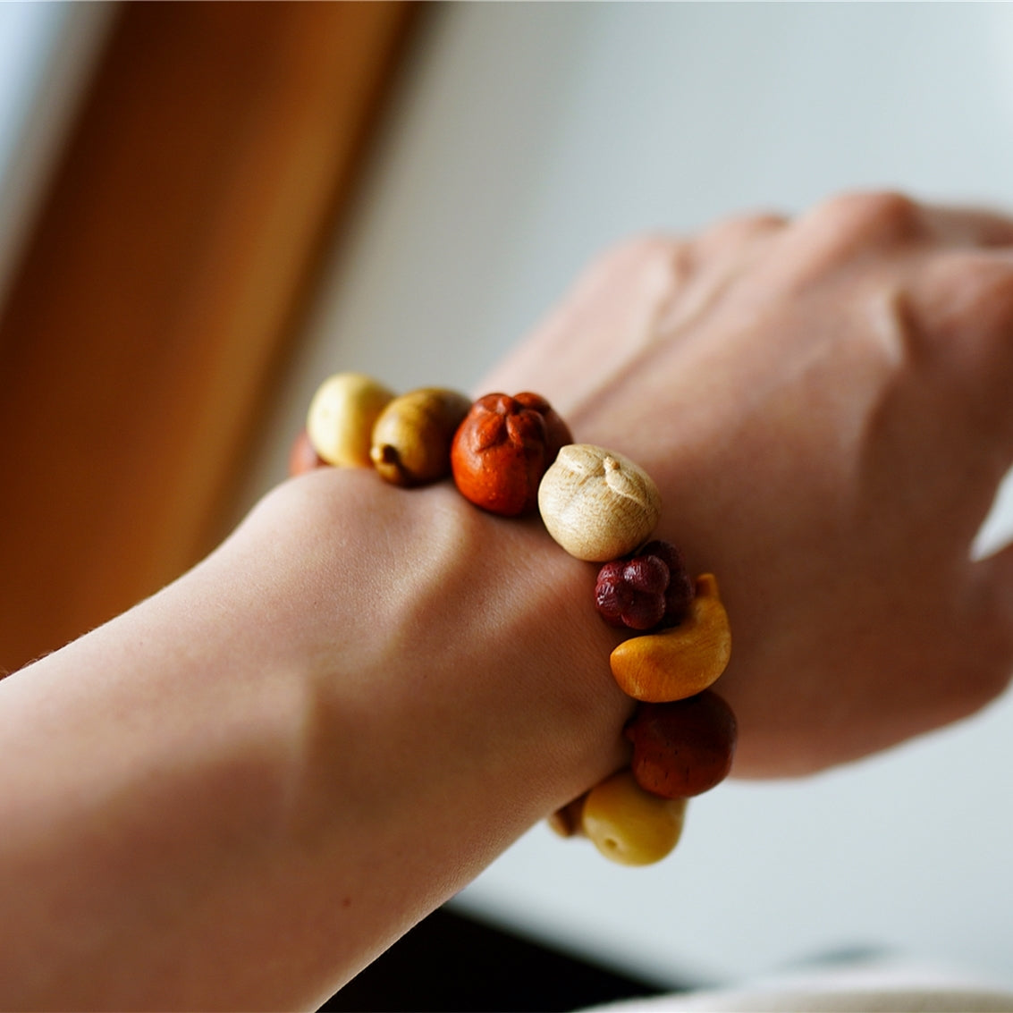 Colorful wooden bead bracelet
