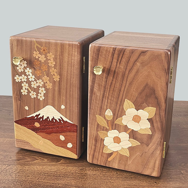 Compact floral walnut jewelry organizer for home use