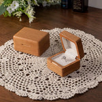 Compact natural wood ring box with smooth edges