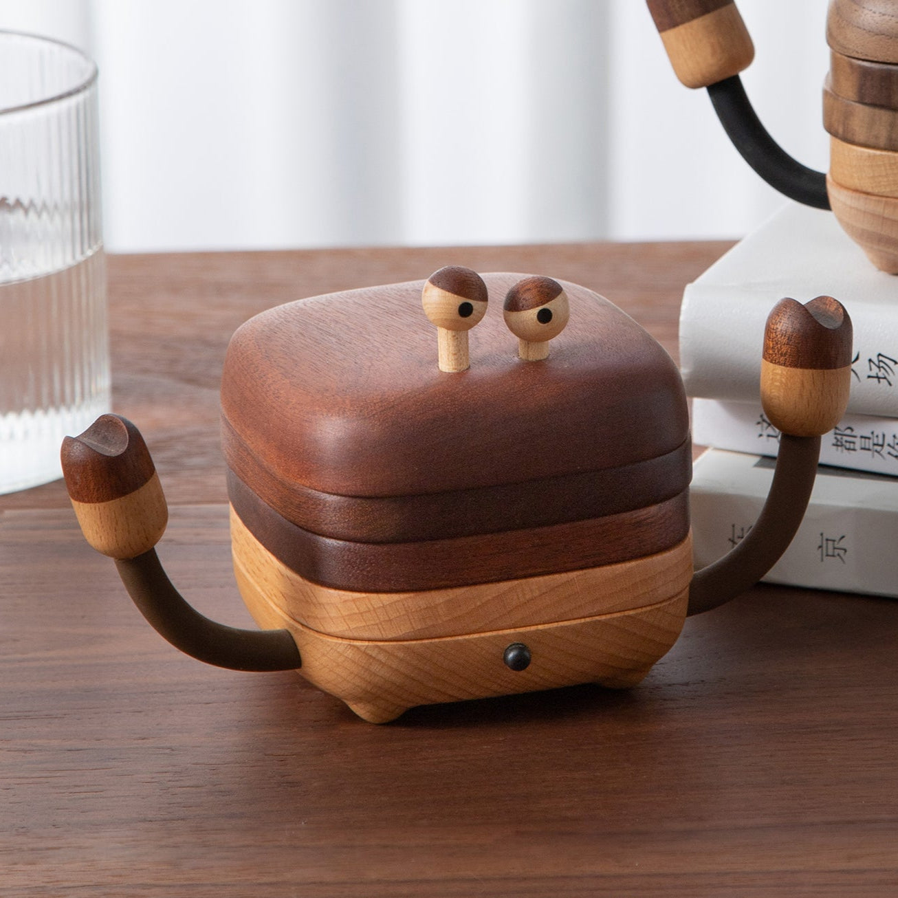 Crab-Shaped Solid Wood Coasters