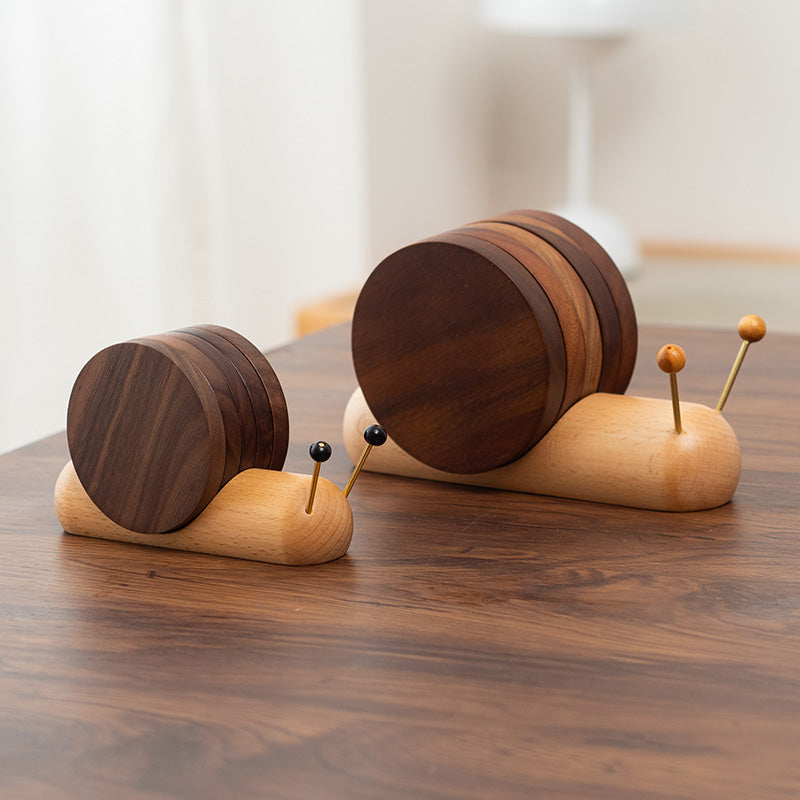 Creative Solid Wood Snails Coasters