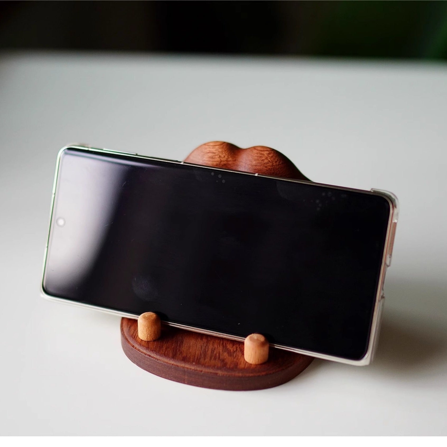 Cute Cat-paw Solid Wood Phone Stand for office desk