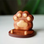 Cute Cat-paw Solid Wood Phone Stand on desk