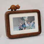 Cute Cat Wooden Photo Frame – Solid Black Walnut Desktop Frame