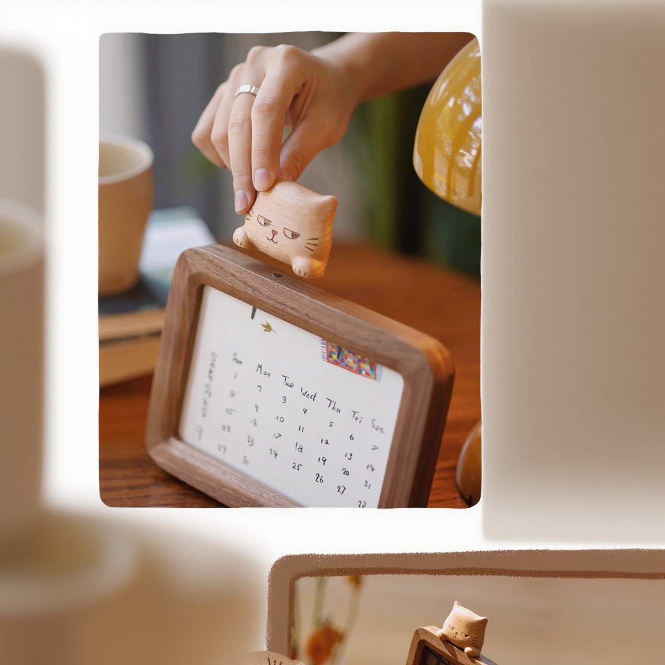 Cute Meow Walnut Photo Frame