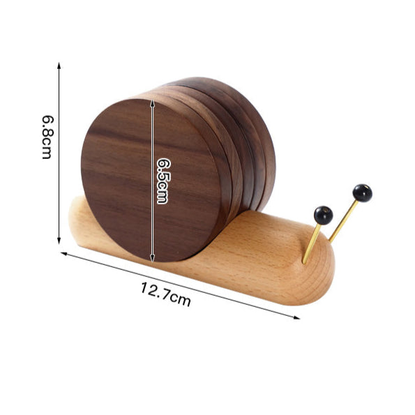 Cute Solid Wood Snails Coasters