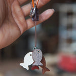 Decorative Little Fish Wooden Keychain Set
