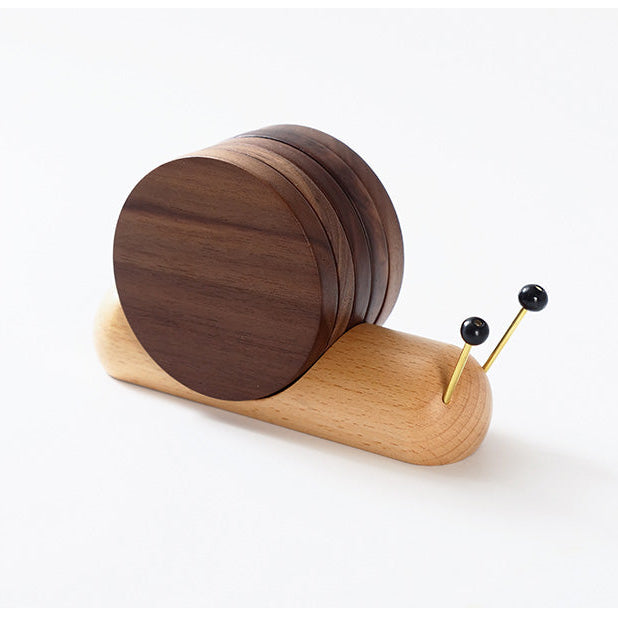 Decorative Solid Wood Snails Coasters