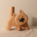 Decorative Solid Wooden Dog Flower Vase