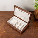 Elegant details of Lunara Chocolate Black Walnut Jewelry Box