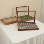 Elegant necklace jewelry box with wooden body and glass lid