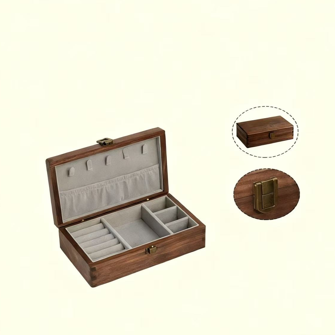 Emerald walnut accessory storage box with minimalist style