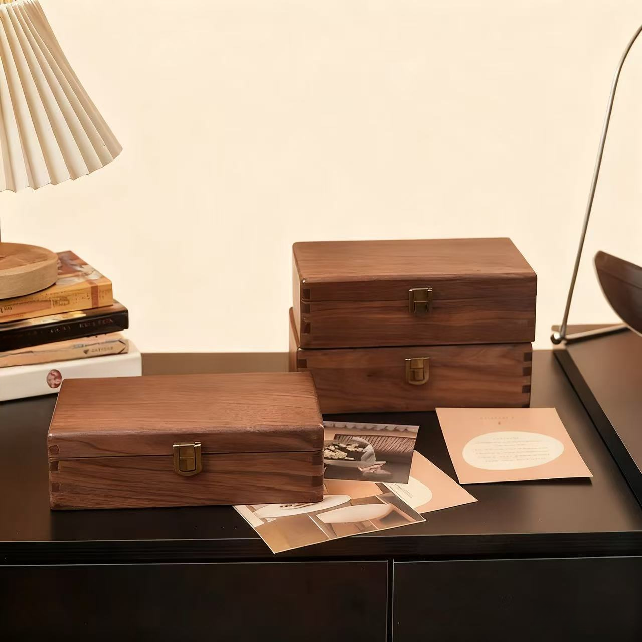 Emerald walnut box for organizing small jewelry items