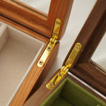 Fendry wooden necklace storage box featuring glass lid