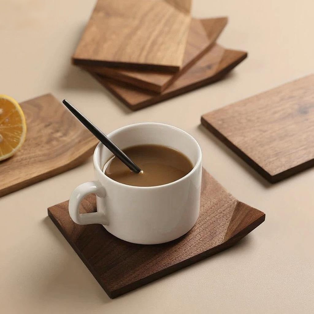 Folded Corner Walnut Coaster Set