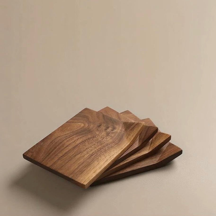 Folded Corner Walnut Drink Coasters