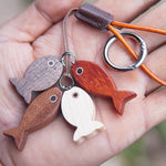 Handmade Little Fish Wooden Keychain Set