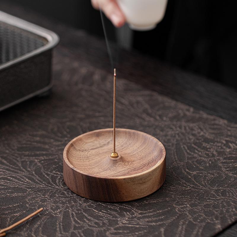 Handmade Walnut Incense Holder for Meditation and Relaxation