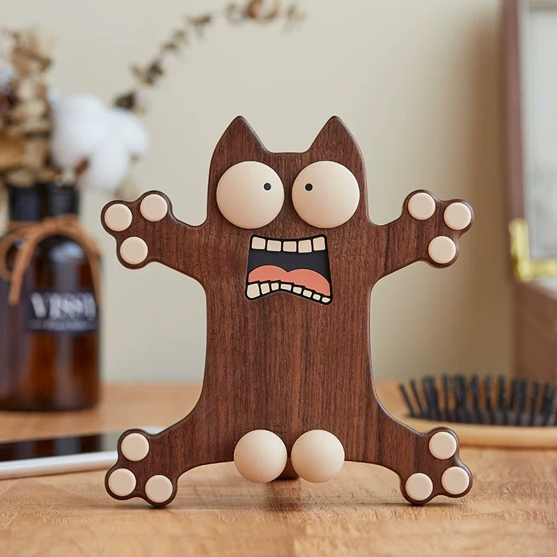 Handmade Walnut Phone Stand - Ouch Cat