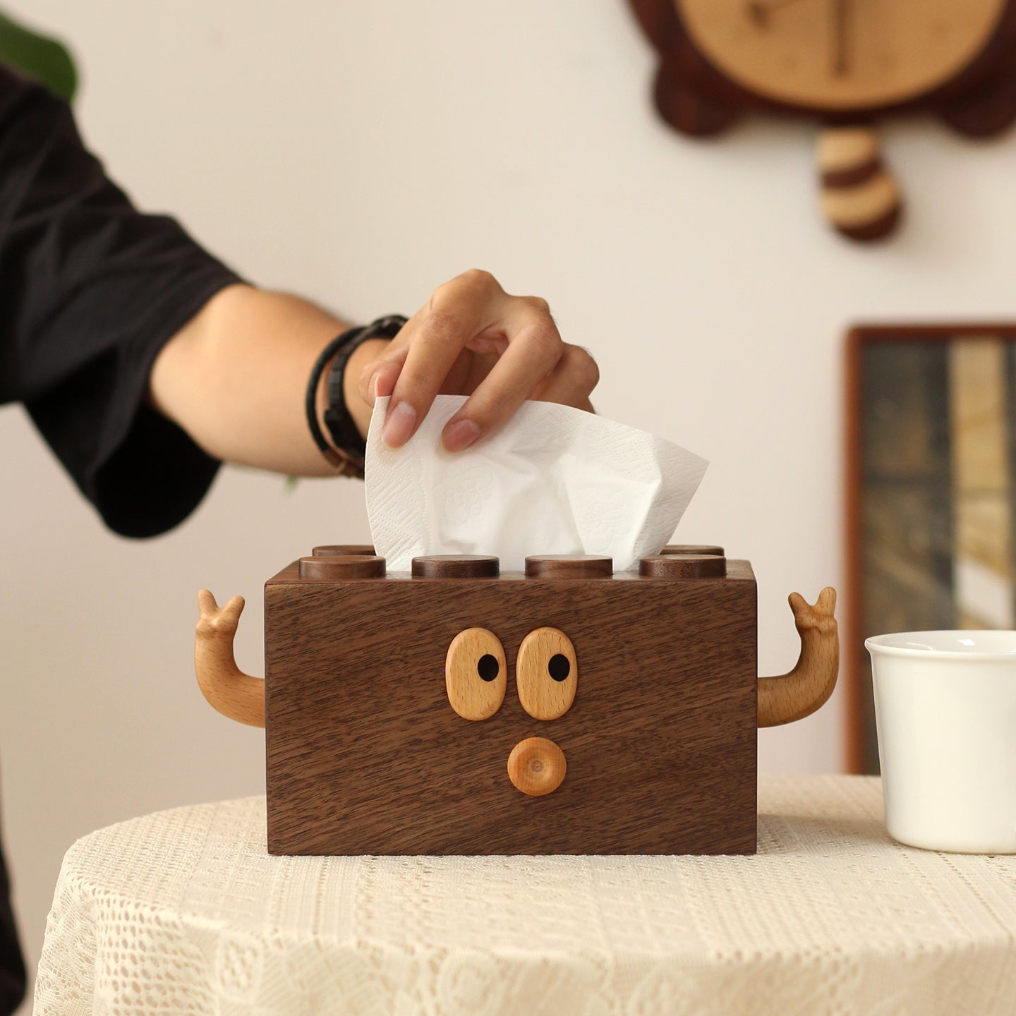 Handmade Walnut Tissue Box with Creative Design