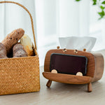 Hippo Themed Walnut Tissue Box