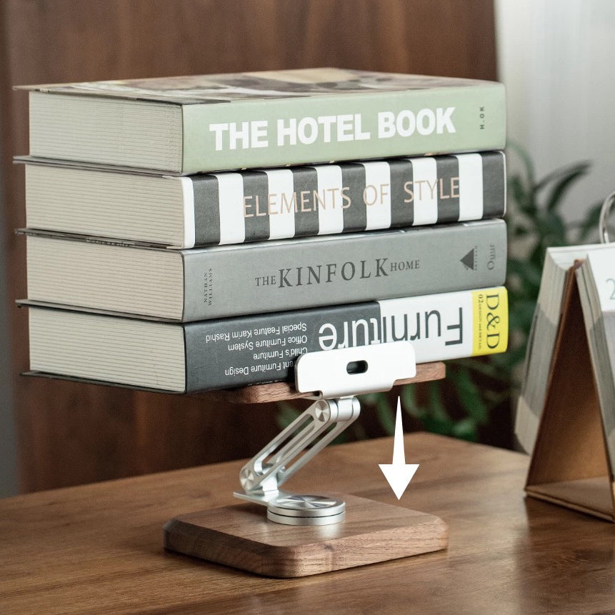 Kivo Black Walnut Tablet Stand with ergonomic design