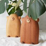 Little Bear Solid Wood Flower Vase in living room setting