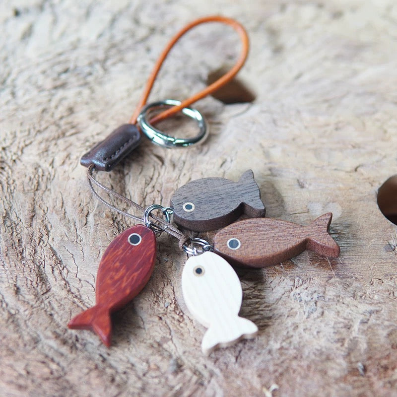 Little Fish Themed Wooden Keychains