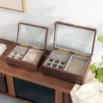 Lucent solid walnut glass-top jewelry box