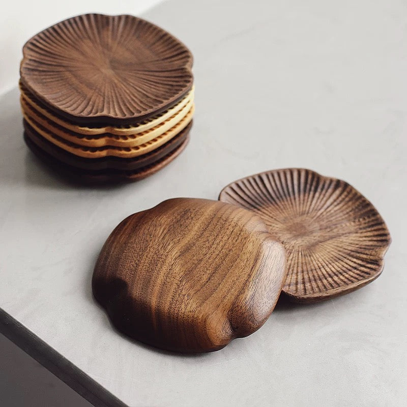 Lucky Clover Walnut Coaster Set