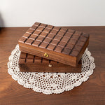 Lunara Chocolate Black Walnut Jewelry Box holding earrings