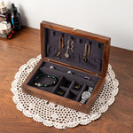 Lunara Chocolate Black Walnut Jewelry Box on dresser