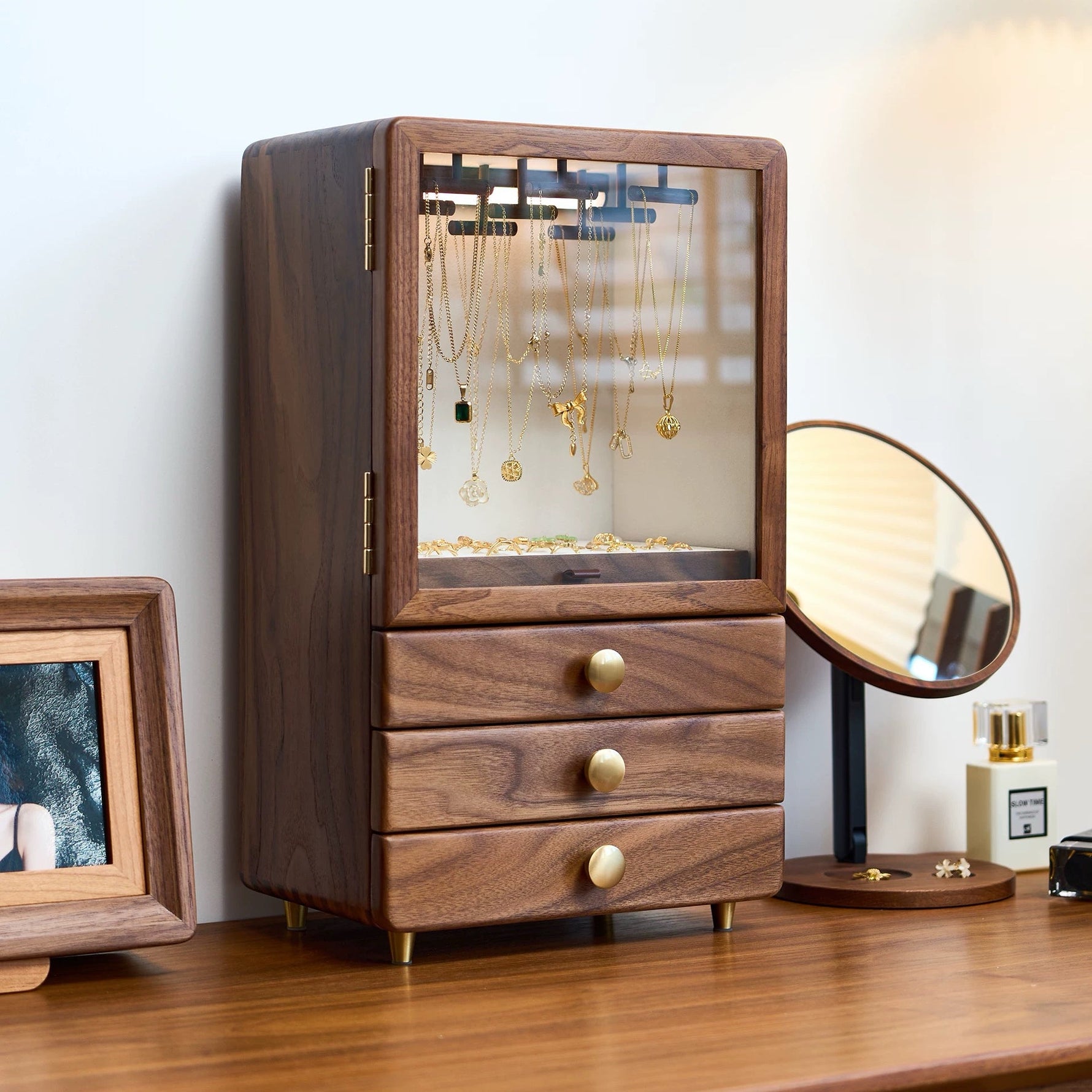 Lunaris Solid Walnut Jewelry Box